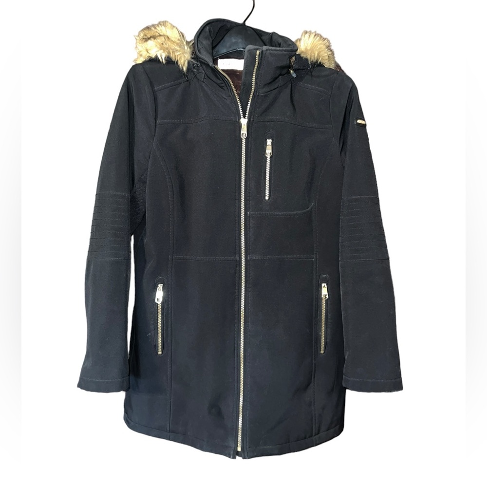 Calvin Klein Faux Fur Black Parka Jacket Women’s Small